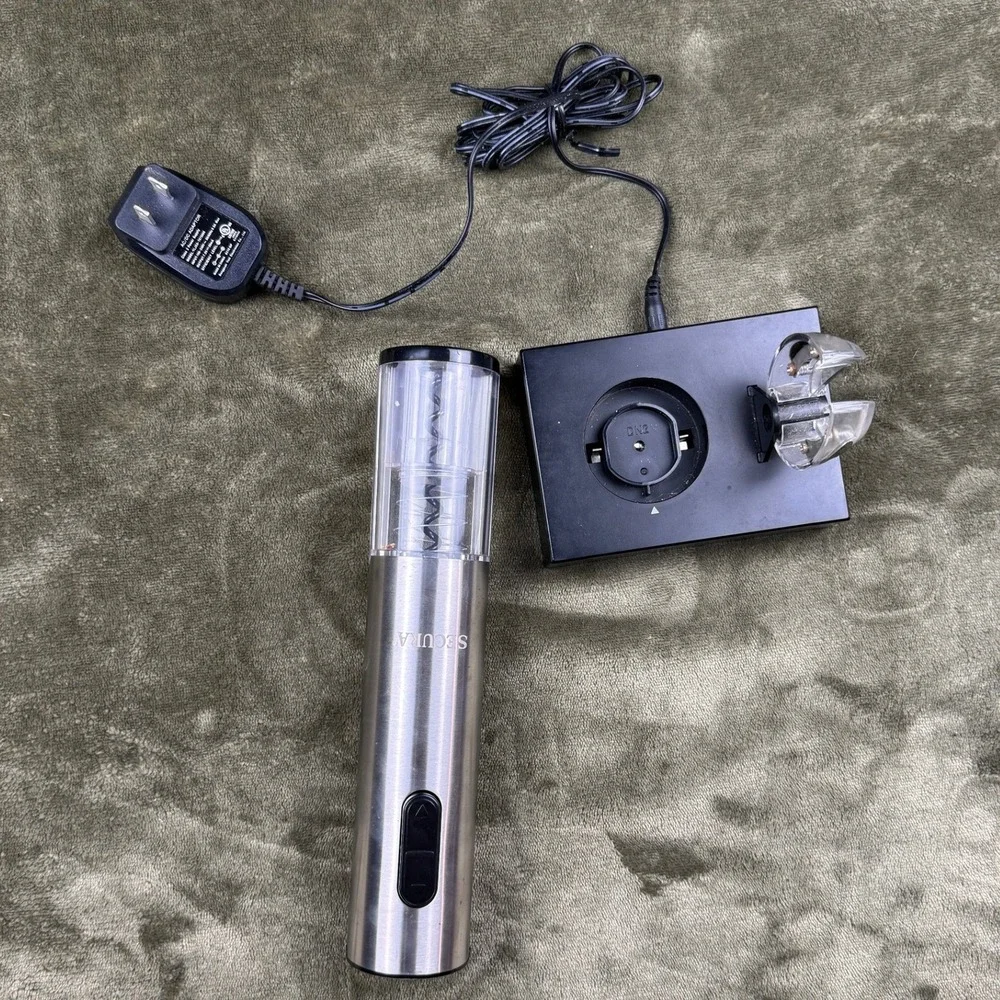 Secura Electric Wine Opener SWO-3N Stainless Steel Rechargeable with Base Silver